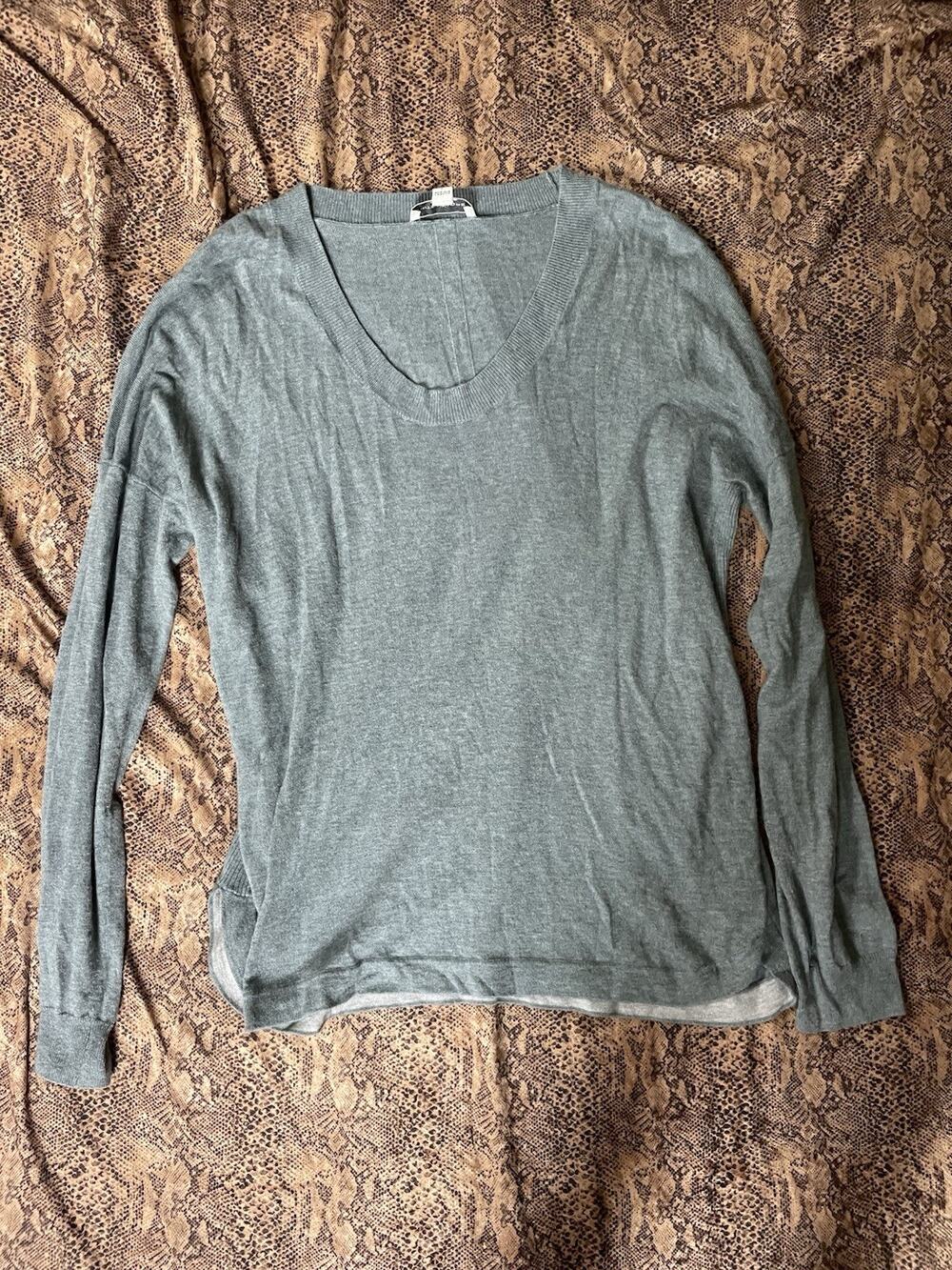 White + Warren Women’s Lightweight Pullover Knit Top Grey Sweater Size Large